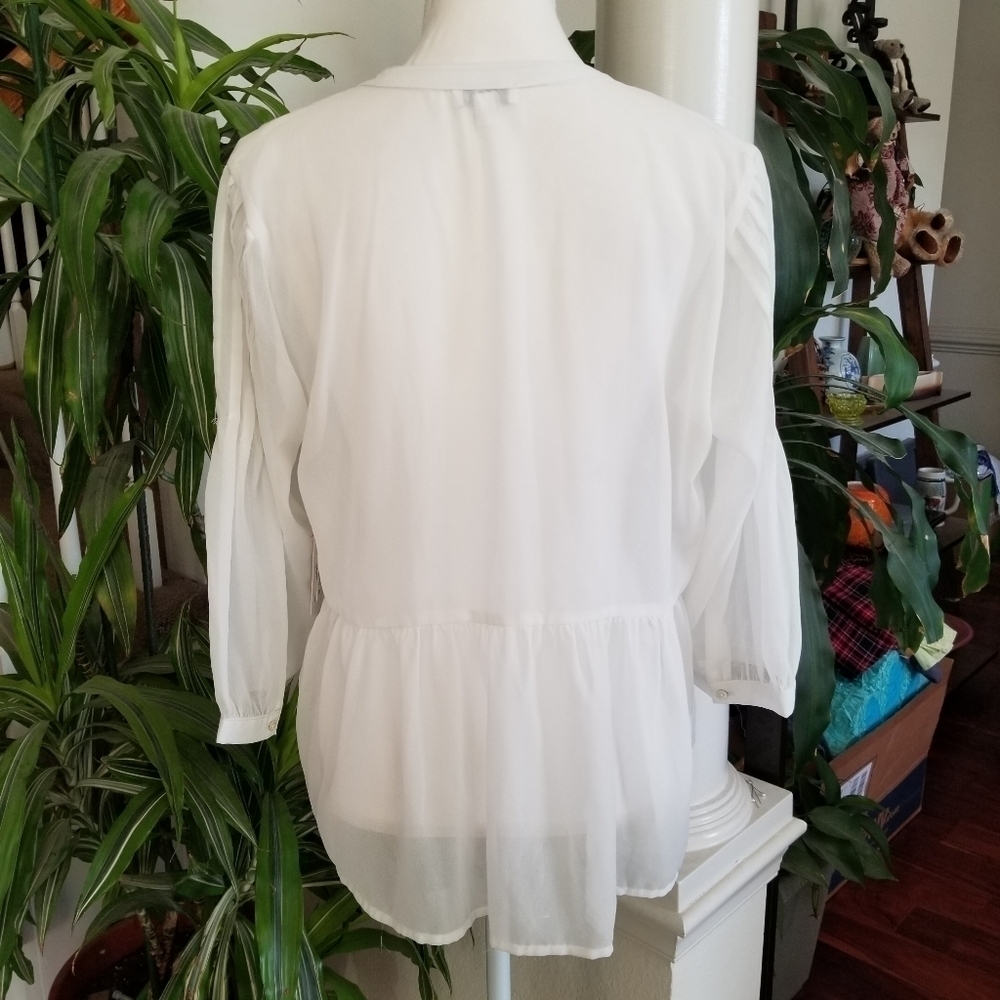 Charming Charlie Sheer 3/4 Sleeve Blouse Lg - Picture 9 of 9